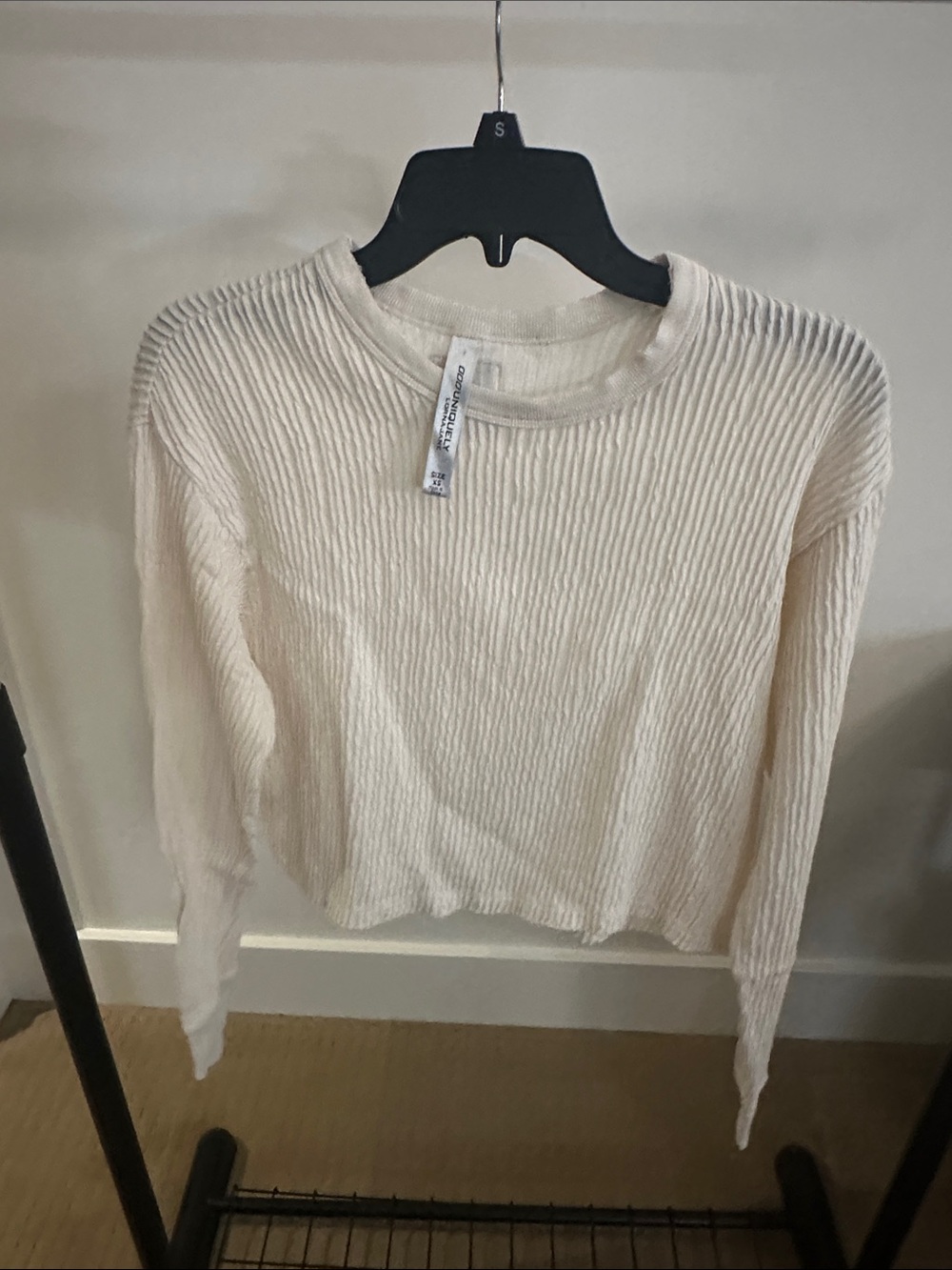 Lorna Jane Women's Cream Ribbed Long-Sleeve Top